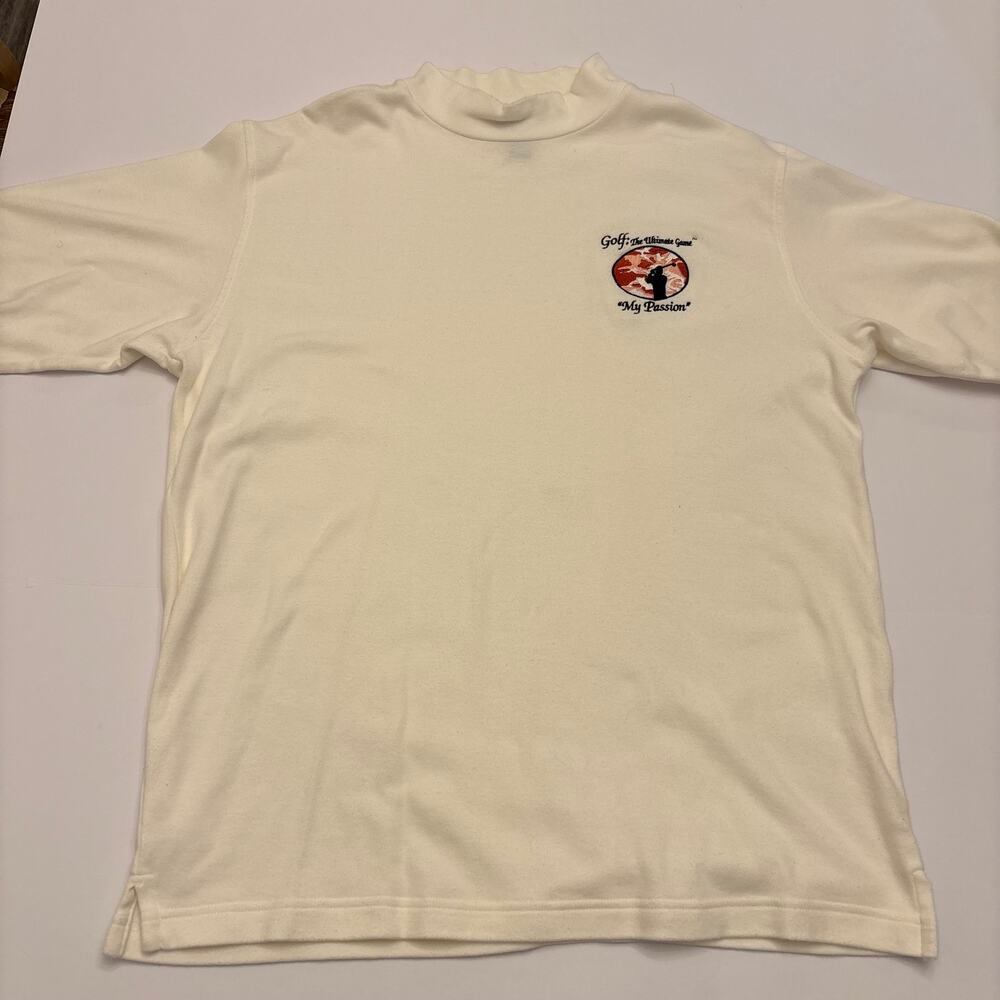 Port Authority Mens M Golf Shirt Mock Neck Embroidered My Passion White